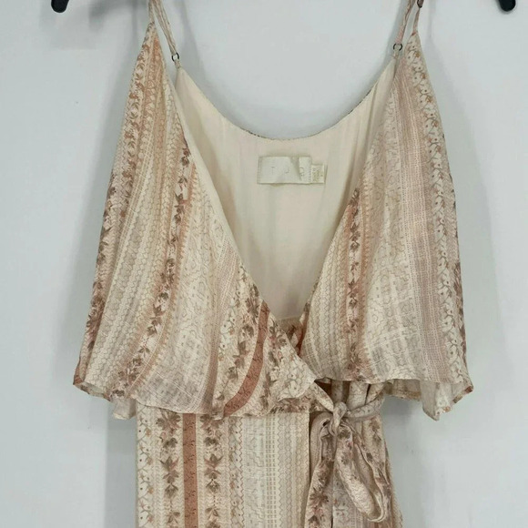 The Jetset Diaries Dress Women's Sz XS Brown Halcyon Floral Sleeveless Wrap Mini - Picture 4 of 9